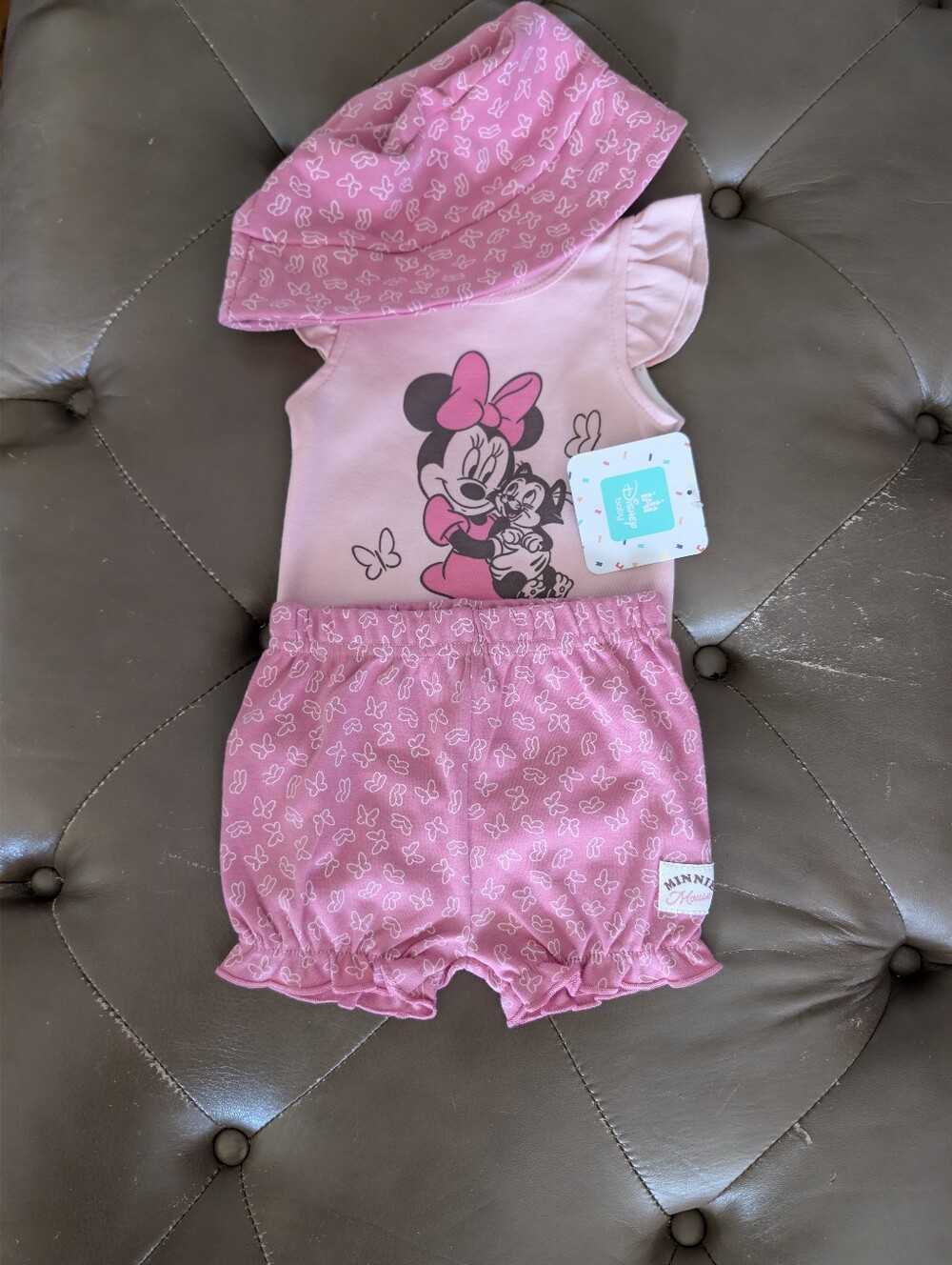 Minnie Mouse Pink Infant Romper with Hat size 3-6 Mos